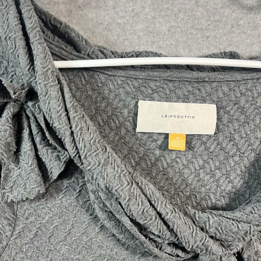 Leifsdottir Dress Sheath Womens Medium‎ Gray Knit Classic Ruffled Cowl Neck Work - Picture 3 of 11
